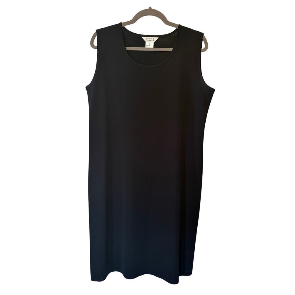 Exclusively Misook knit sheath dress XL black sleeveless quiet luxury